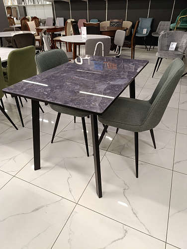 Стеклянный стол Агни 110 королевский мрамор / черный матовый из шоурума 1